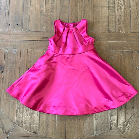 Janie and jack pink satin pleated dress